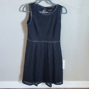 Enfocus Studio Leather and Lace Little Black Dress Size 6